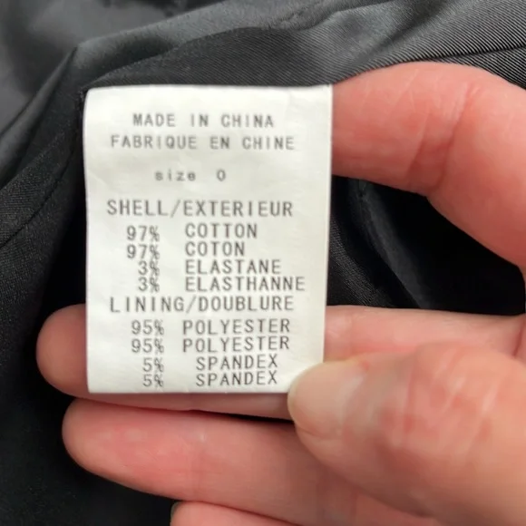 Theory like new cotton blend Blazer jacket sz 0 Black Lined Fitted Side Pockets - Picture 7 of 8